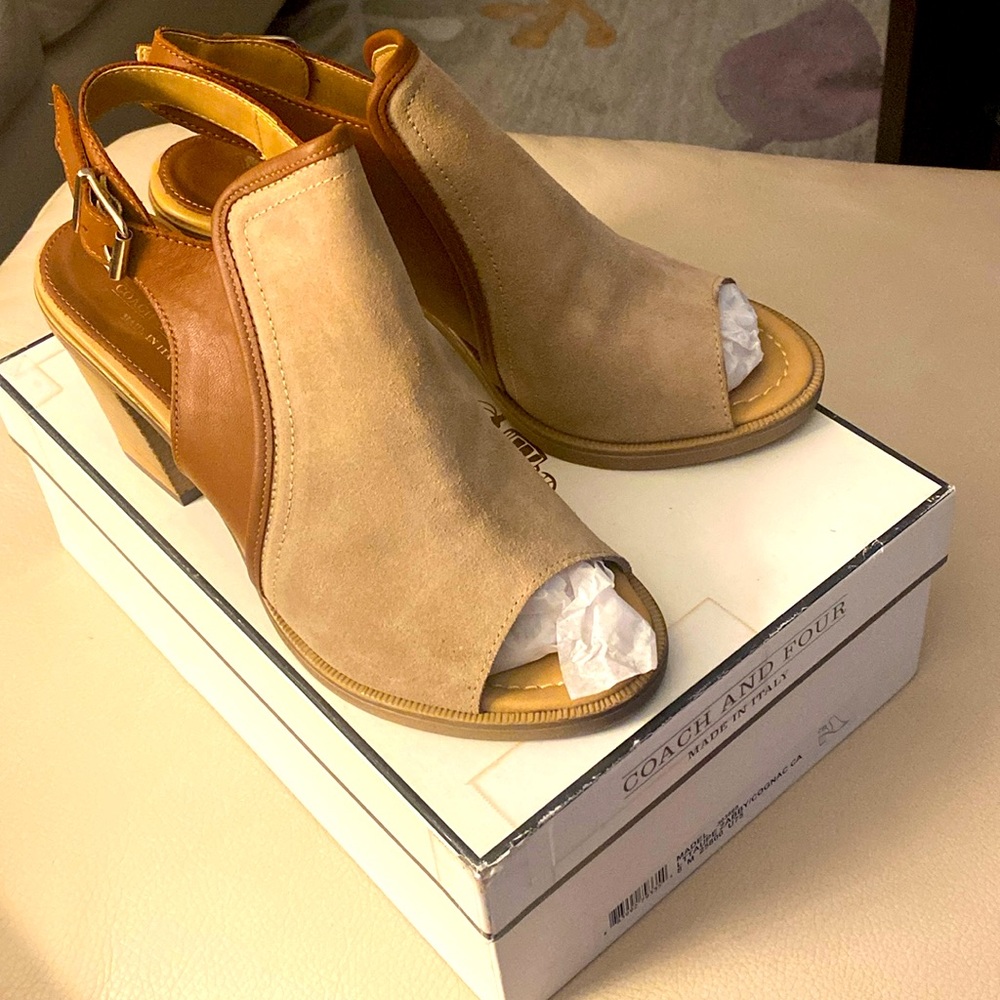 Coach and Four Suede Heels